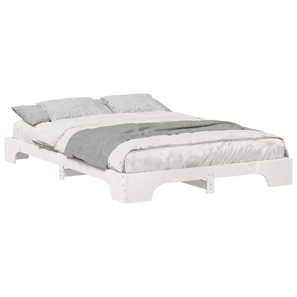 vidaXL Bed Frame White 140 x 210 cm Solid Pine Wood
