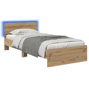 vidaXL Bed Frame with LED Strip Lights Artisian Oak Engineered Wood