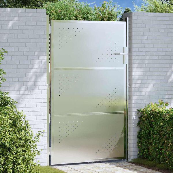 vidaXL Garden Gate with Lock Silver 100 x 150 cm Stainless Steel
