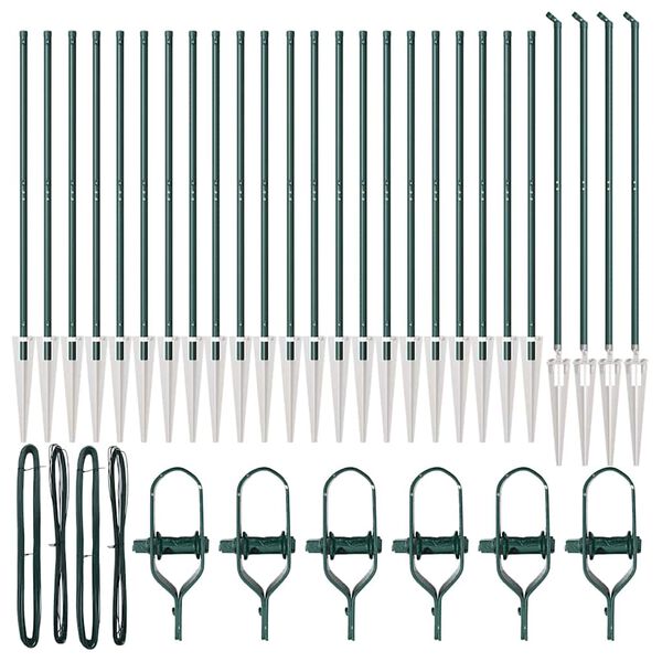 vidaXL Fence Post Other 26 pcs Grey 3.2 x 3.2 x 140 cm Steel