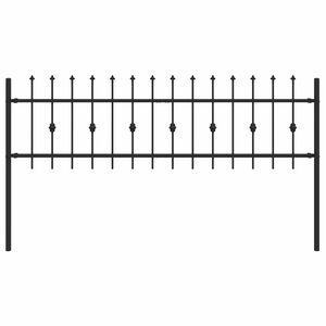 vidaXL Spike Fence Black 200 x 110 cm Powder-Coated Steel