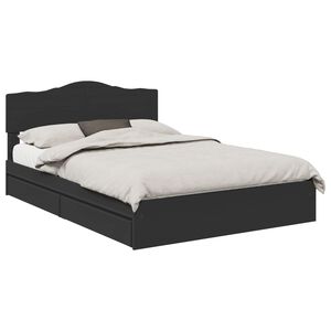 vidaXL Storage Bed with Headboard Black 150 x 200 cm Engineered Wood
