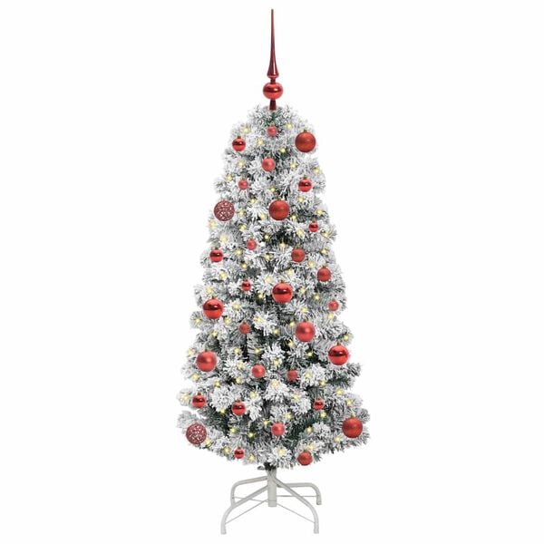 vidaXL Artificial Hinged Christmas Tree Green and white 120 cm