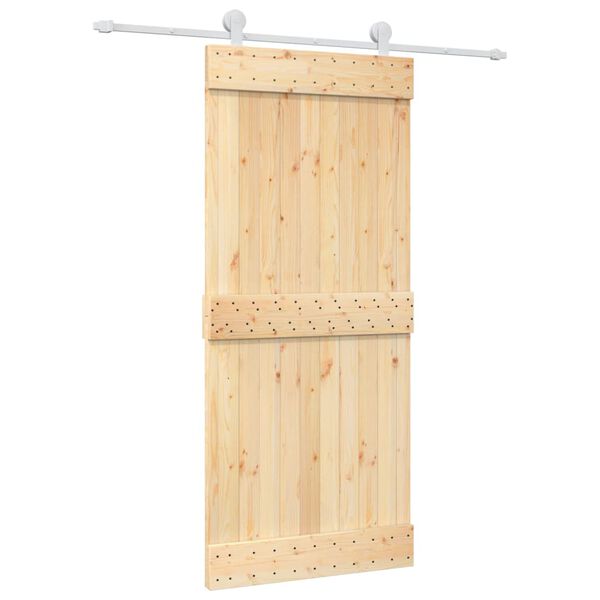 vidaXL Sliding Door with Hardware Set 90x210 cm Solid Wood Pine