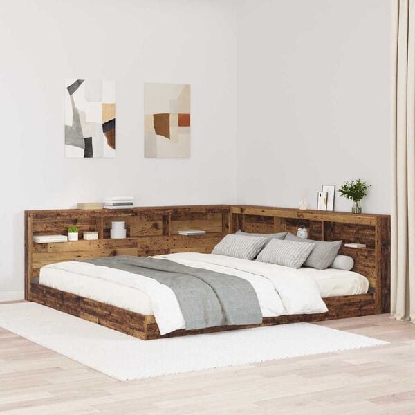vidaXL Storage Headboard with Shelf Old Wood 180 cm Engineered Wood
