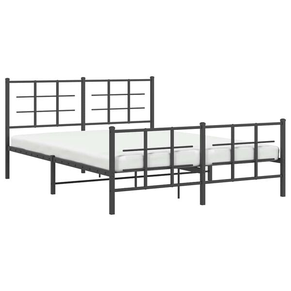 vidaXL Metal Bed Frame without Mattress with Footboard Black 150x200cm