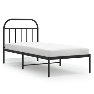 vidaXL Metal Bed Frame without Mattress with Headboard Black 90x190cm