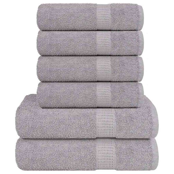 vidaXL 6 Piece Towel Set "FROGN" Grey 100% Cotton