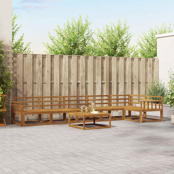 vidaXL Outdoor Sofa Set 7 pcs Natural Solid Acacia Wood