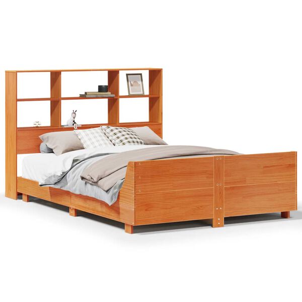 vidaXL Bed Frame without Mattress Wax Brown 140x200 cm Solid Wood Pine