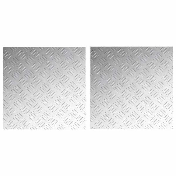 vidaXL Stair Tread Square 2 pcs Silver 50 x 50 cm Aluminium