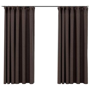 vidaXL Linen-Look Blackout Curtains with Hooks 2 pcs Taupe 140x175 cm