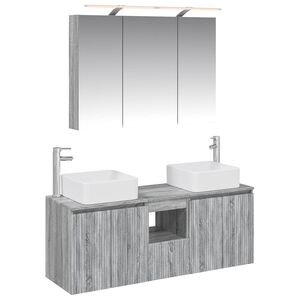 vidaXL Bathroom Cabinet Set 4 pcs Grey Sonoma 100 x 14.5 x 70 cm