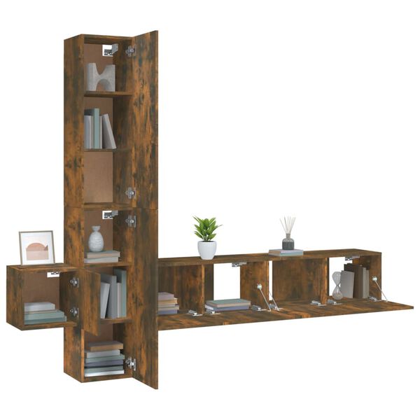 vidaXL 5 Piece TV Cabinet Set Smoked Oak Engineered Wood