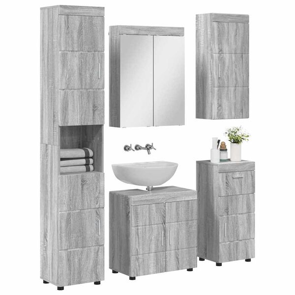 vidaXL Bathroom Furniture Set TULUM Grey Sonoma Engineered Wood