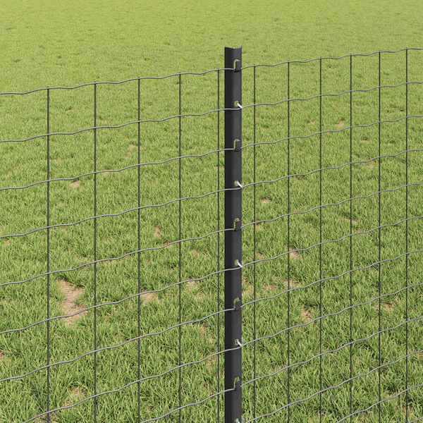 vidaXL Fence with Post Grey 1 x 25 m Steel and PVC