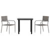vidaXL 3 Piece Garden Dining Set Grey and Black Poly Rattan and Steel