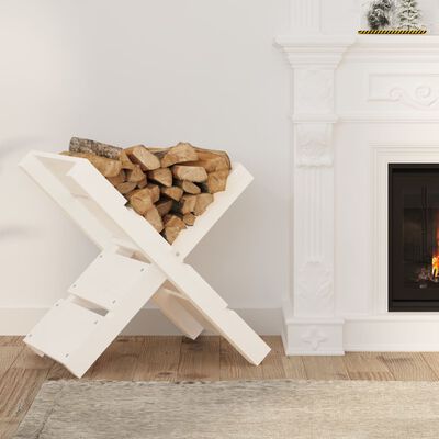 vidaXL Log Holder White 47x39.5x48 cm Solid Wood Pine | vidaXL.ie