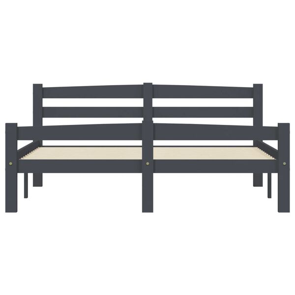 vidaXL Bed Frame without Mattress Dark Grey Solid Pinewood 140x200 cm