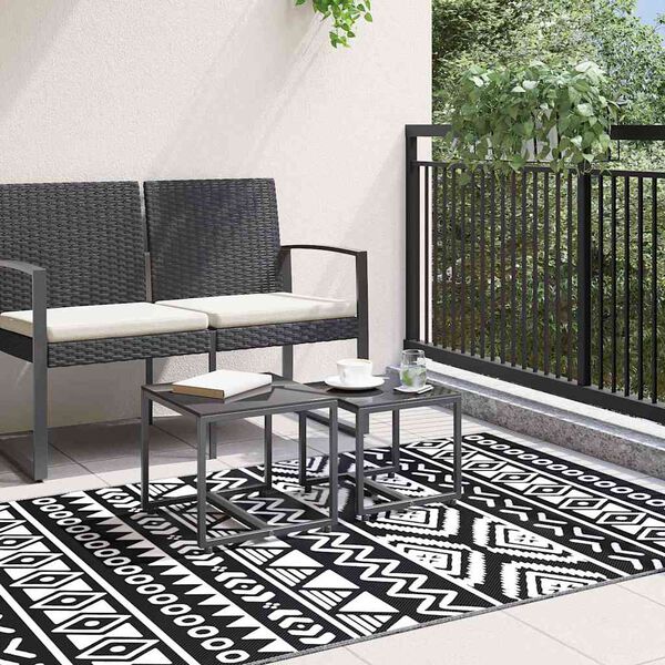 vidaXL Outdoor Rug ARAKIL Black 120x180 cm PP