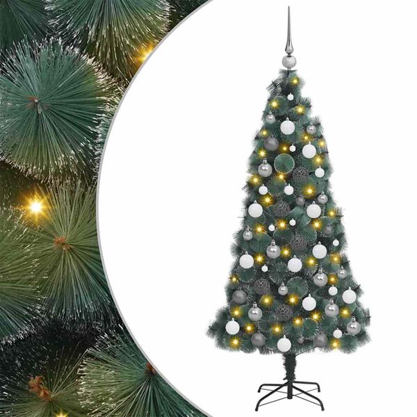 vidaXL Artificial Pre-lit Christmas Tree with Ball Set Green 150 cm