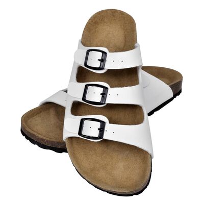 vidaXL Women's Bio Cork Sandal with 3 Buckle Straps White Size 41