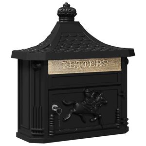 vidaXL Wall Mounted Mailbox Black 40.5 x 16 x 45 cm Cast Aluminum