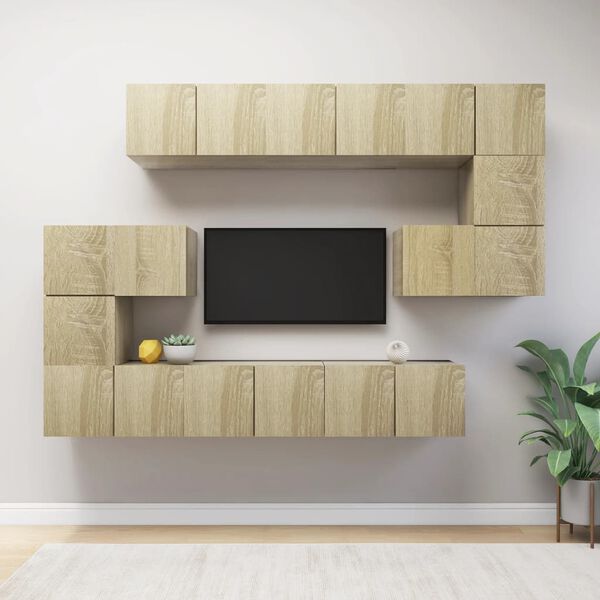 vidaXL 10 Piece TV Cabinet Set Sonoma Oak Engineered Wood