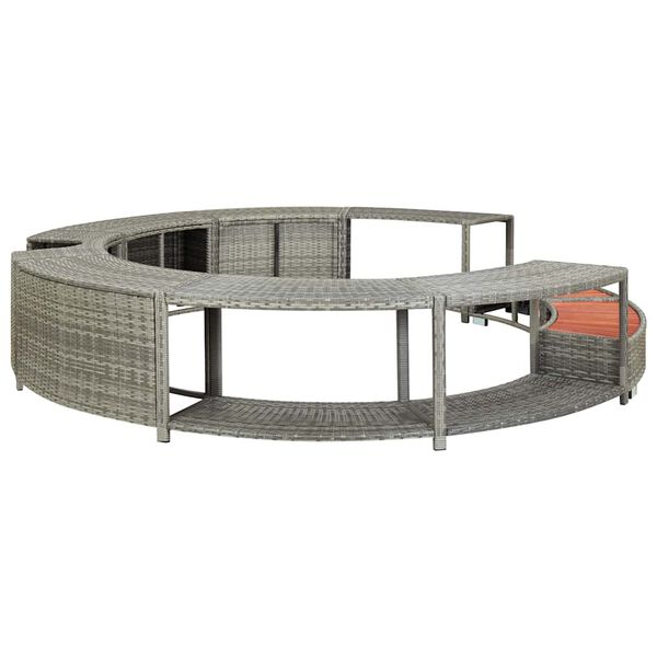 vidaXL Hot Tub Surround Grey Poly Rattan