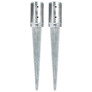 vidaXL Ground Spikes 2 pcs Silver 8x61 cm Galvanised Steel