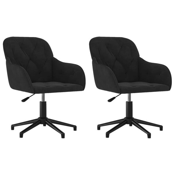 vidaXL Dining Chair 2 pcs Black 55 x 59.5 x 77 cm Velvet