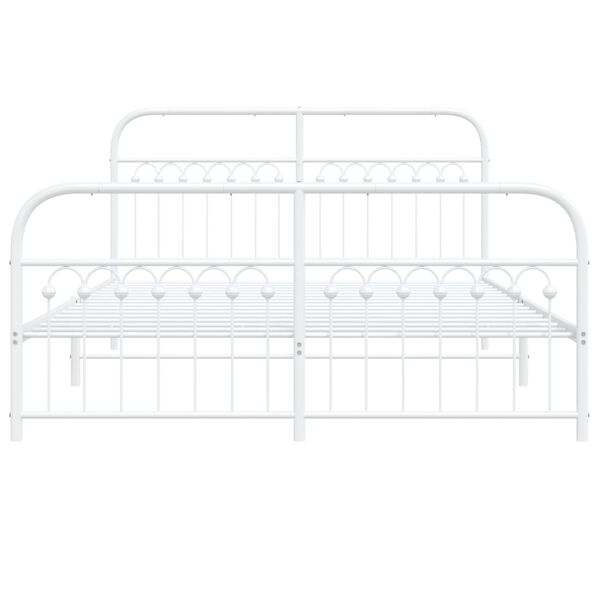 vidaXL Metal Bed Frame without Mattress with Footboard White 150x200cm