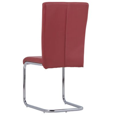 vidaXL Cantilever Dining Chairs 2 pcs Bordeaux Red Faux Leather