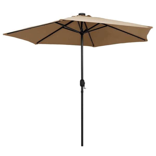 vidaXL Garden Parasol with LED Lights and Aluminium Pole 270 cm Taupe