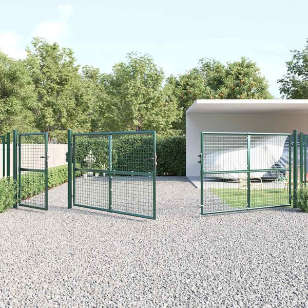 vidaXL Mesh Garden Gate Green 500x125 cm Galvanised Steel