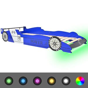 vidaXL Children's LED Race Car Bed 90x200 cm Blue