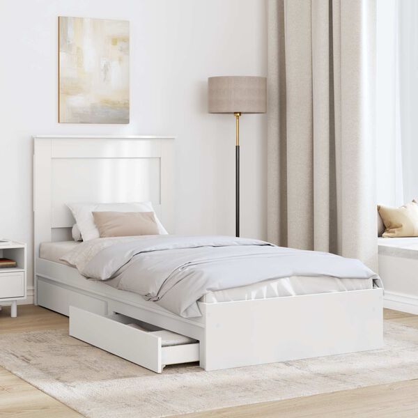 vidaXL Storage Bed with Headboard White 90 x 200 cm Engineered Wood
