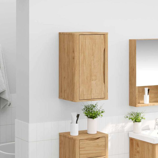 vidaXL Bathroom Wall Cabinet with Door FLORO Wax Brown 35 x 30 x 60 cm