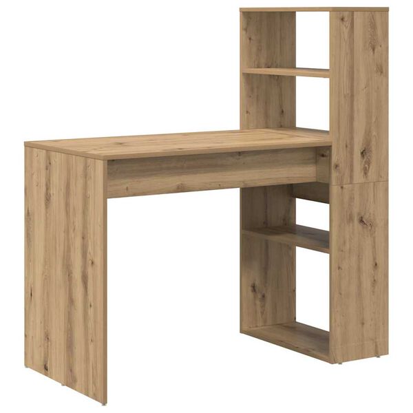 vidaXL Desk with Shelf Artisan Oak 113 x 54 x 120 cm Engineered Wood