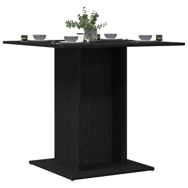 vidaXL Dining Table Black Oak 80x80x75 cm Engineered Wood