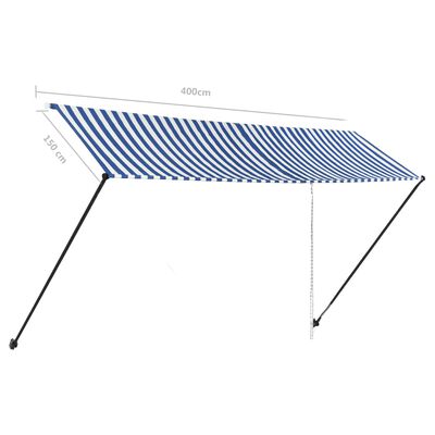 vidaXL Retractable Awning with LED 400x150 cm Blue and White