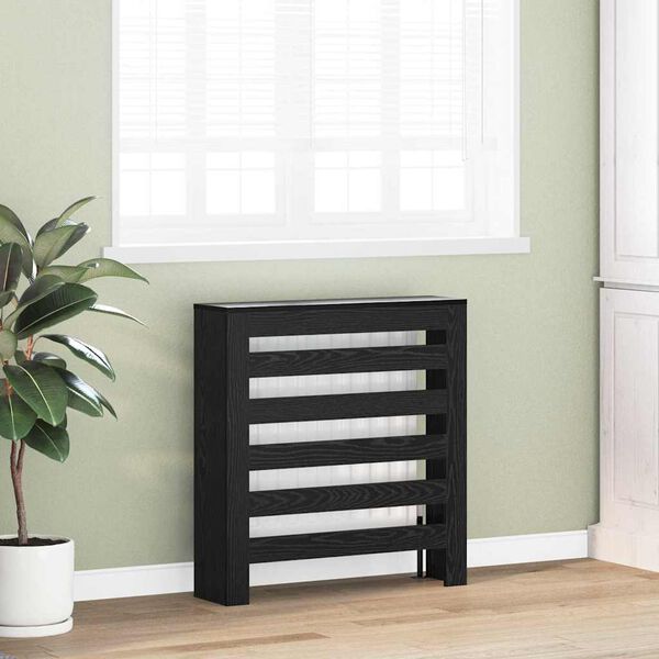 vidaXL Radiator Cover Black Oak 78 x 20 x 82 cm Engineered Wood