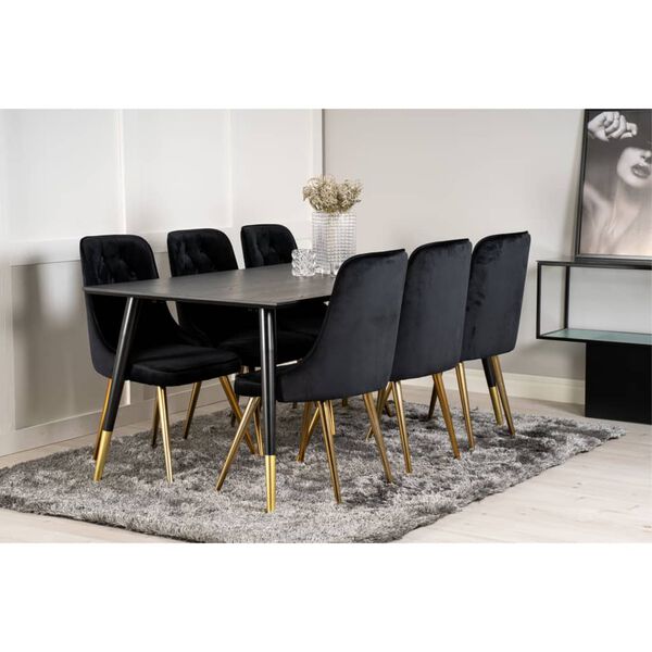 Venture Home Dining Chairs 2 pcs Velvet Deluxe Velvet Black and Brass