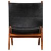 vidaXL Folding Relaxing Chair Black Real Leather