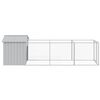 vidaXL Dog House with Roof Light Grey 117x405x123 cm Galvanised Steel