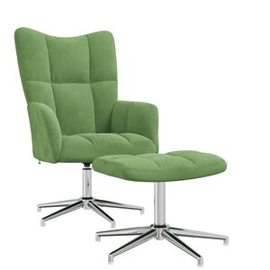 vidaXL Relaxing Chair with a Stool Light Green Velvet