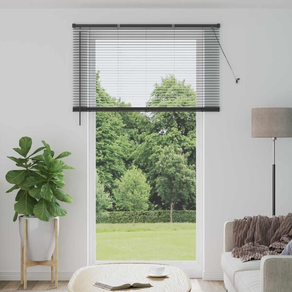 vidaXL Venetian Blind Manual Adjustable Silver Grey 213 x 130 cm PVC