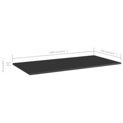 vidaXL Bookshelf Boards 4 pcs High Gloss Black 100x50x1.5 cm Engineered Wood