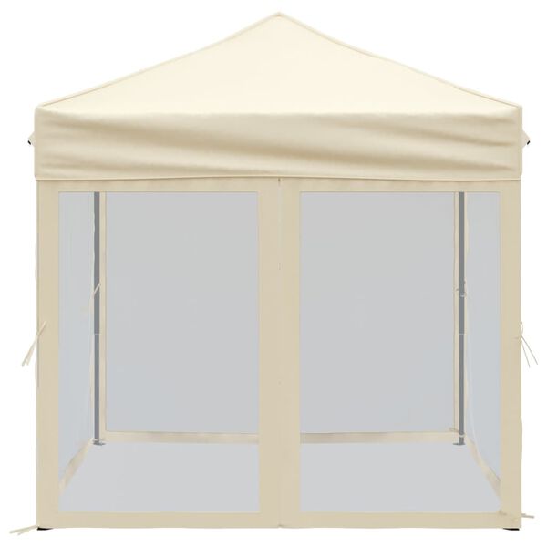 vidaXL Folding Party Tent with Sidewalls Cream 2x2 m