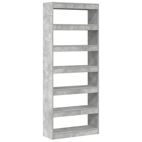vidaXL Book Cabinet Concrete Grey 80 x 30 x 198 cm Engineered Wood